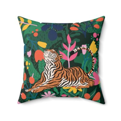 Tiger Yogi - Spun Polyester Square Pillow