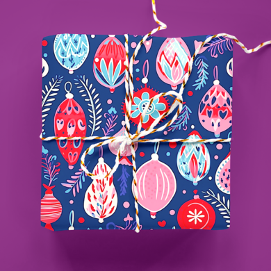 Sapphire Ornaments Christmas Wrapping Paper