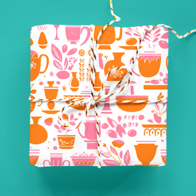 Retro Dishes Wrapping Paper