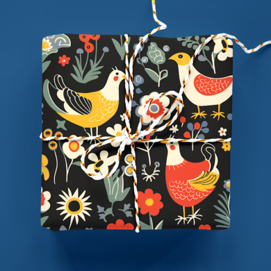Retro Chicken Retro Chicken, Cottagecore Gift Wrap, Birthday Wrapping Paper, Birthday Gift, Colorful Paper, Pretty Wrapping Roll, Cute Gift Wrap Roll