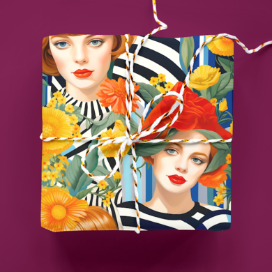 Melisande Flower Gift Wrap, Birthday Wrapping Paper, Floral Wrap, Colorful Paper, Pretty Wrapping Roll, Cute Girls Gift Wrap Roll, Present