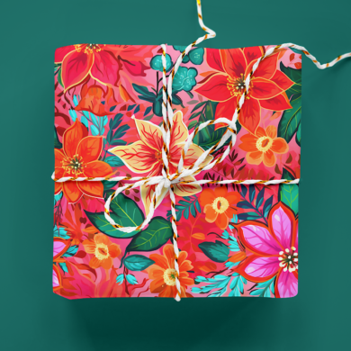 Poinsettia Christmas Wrapping Paper
