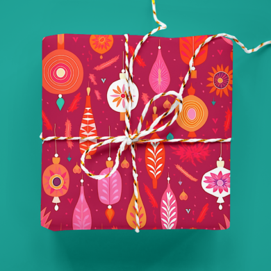 Ruby Ornaments - Christmas Wrapping Paper