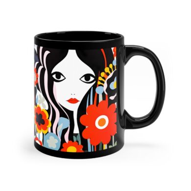 Copy of Retro Chicken - Black Ceramic Mug 11oz