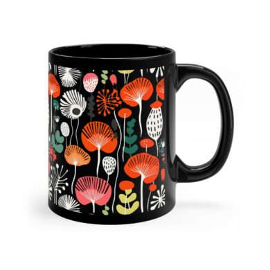Poppy - Black Ceramic Mug 11oz