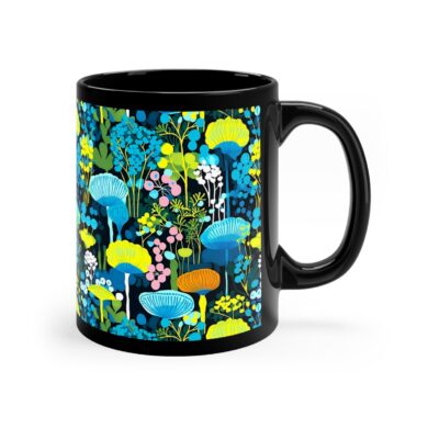 Zelie Floral - Black Ceramic Mug 11oz